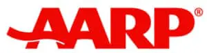AARP logo. Red letters spelling AARP.
