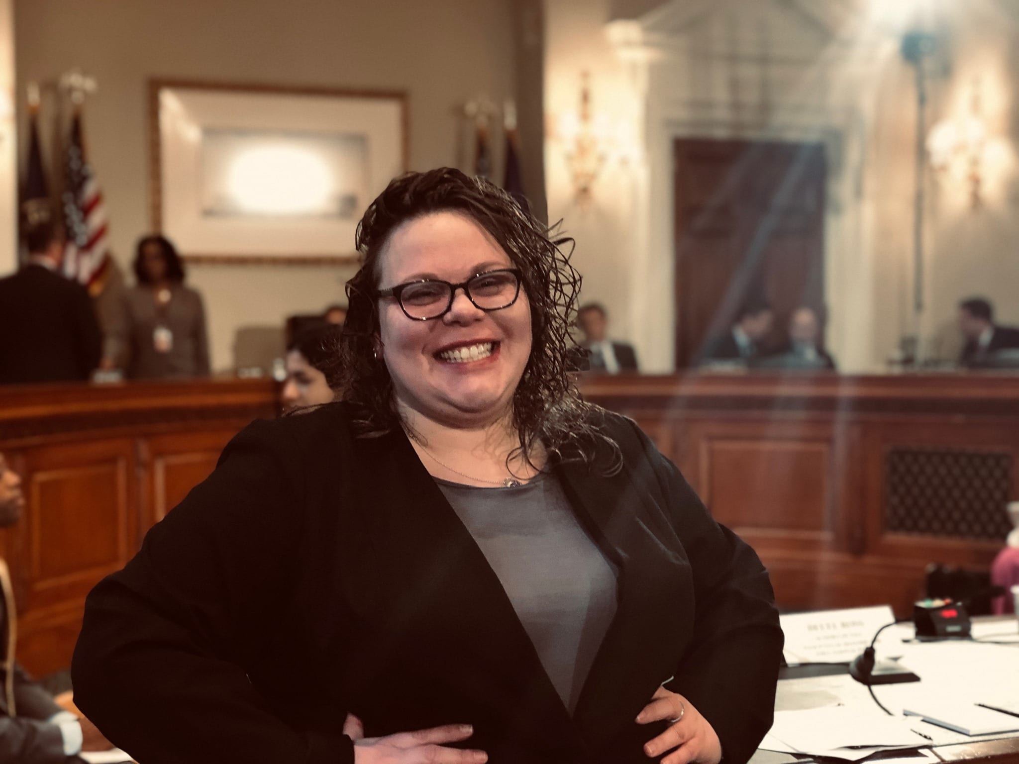 Michelle Bishop smiles for the camera before the "Voting Rights and Election Administration in America" hearing in October 2019.