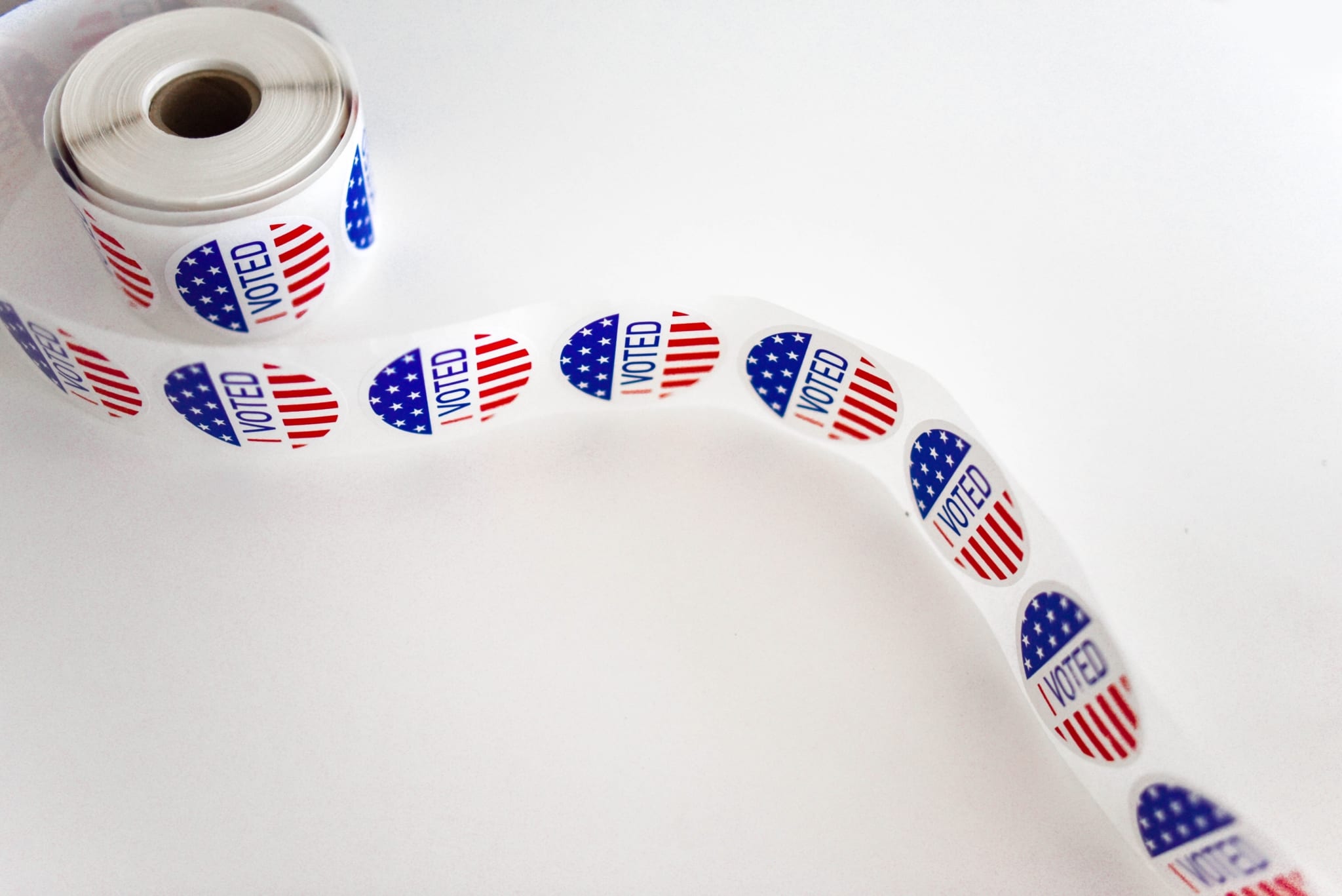 A roll of "I Voted" stickers