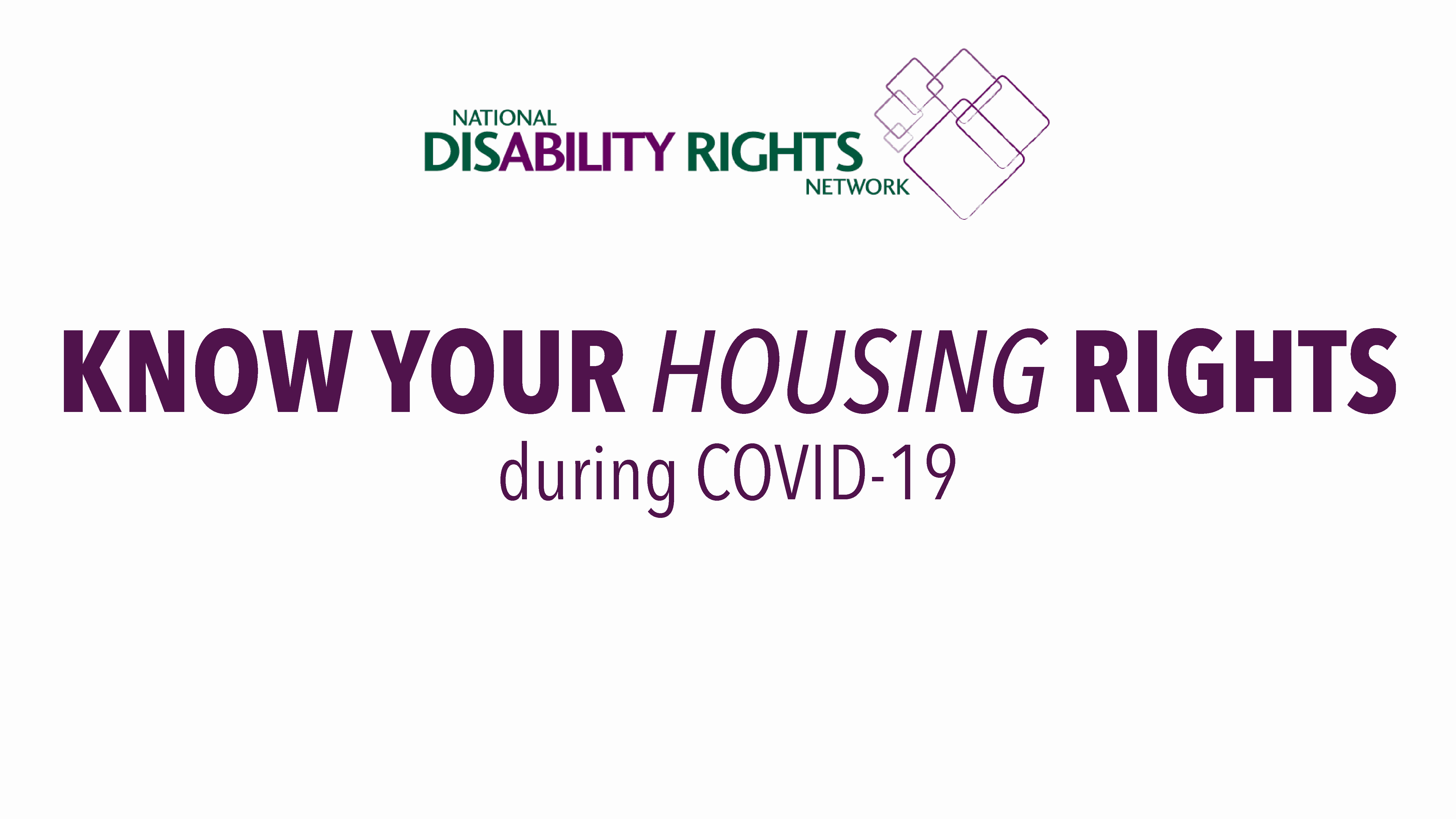 NDRN logo with "Know Your Housing Rights during COVID-19" in large text
