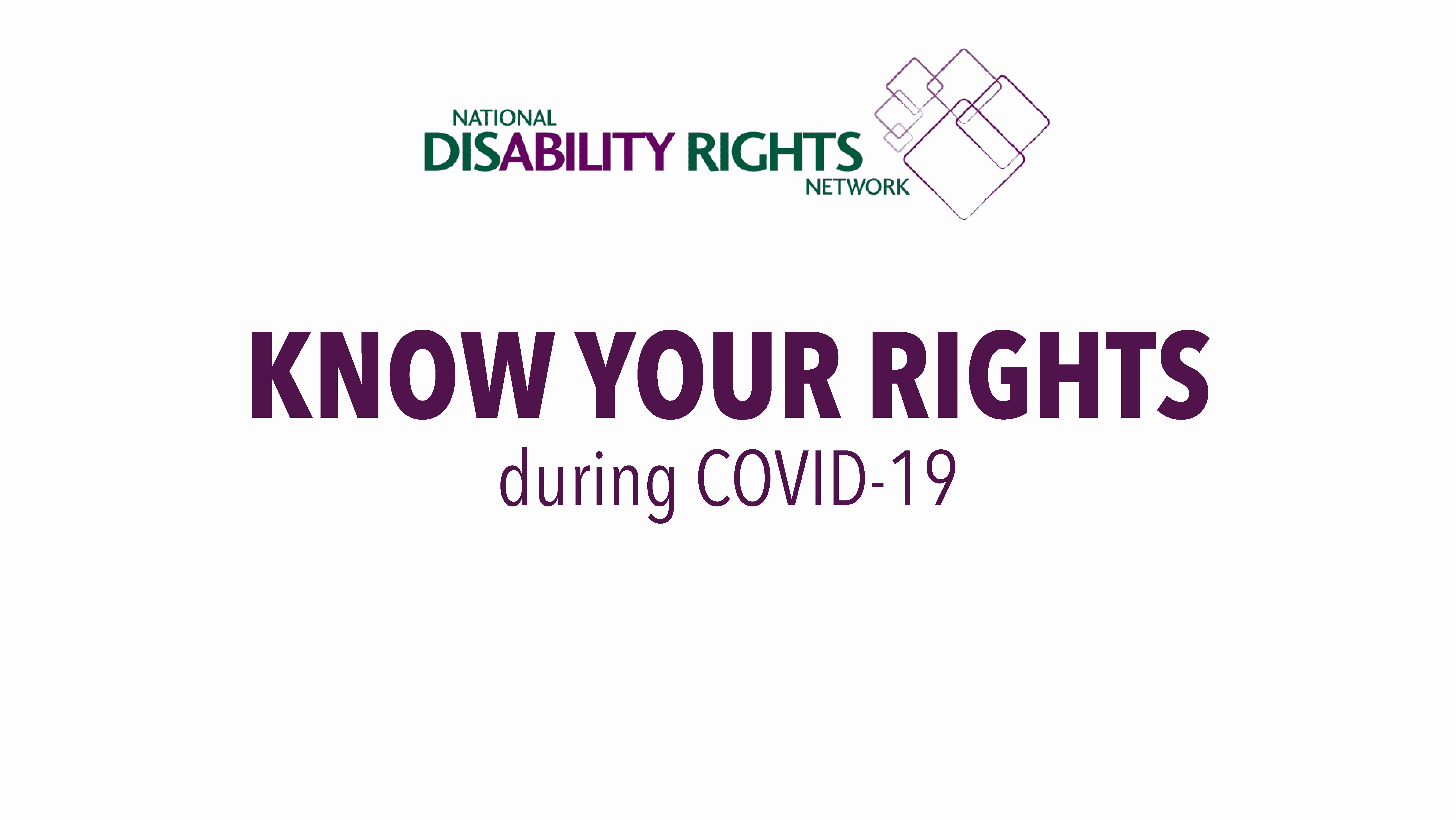 NDRN logo with "Know Your Rights during COVID-19" in large text