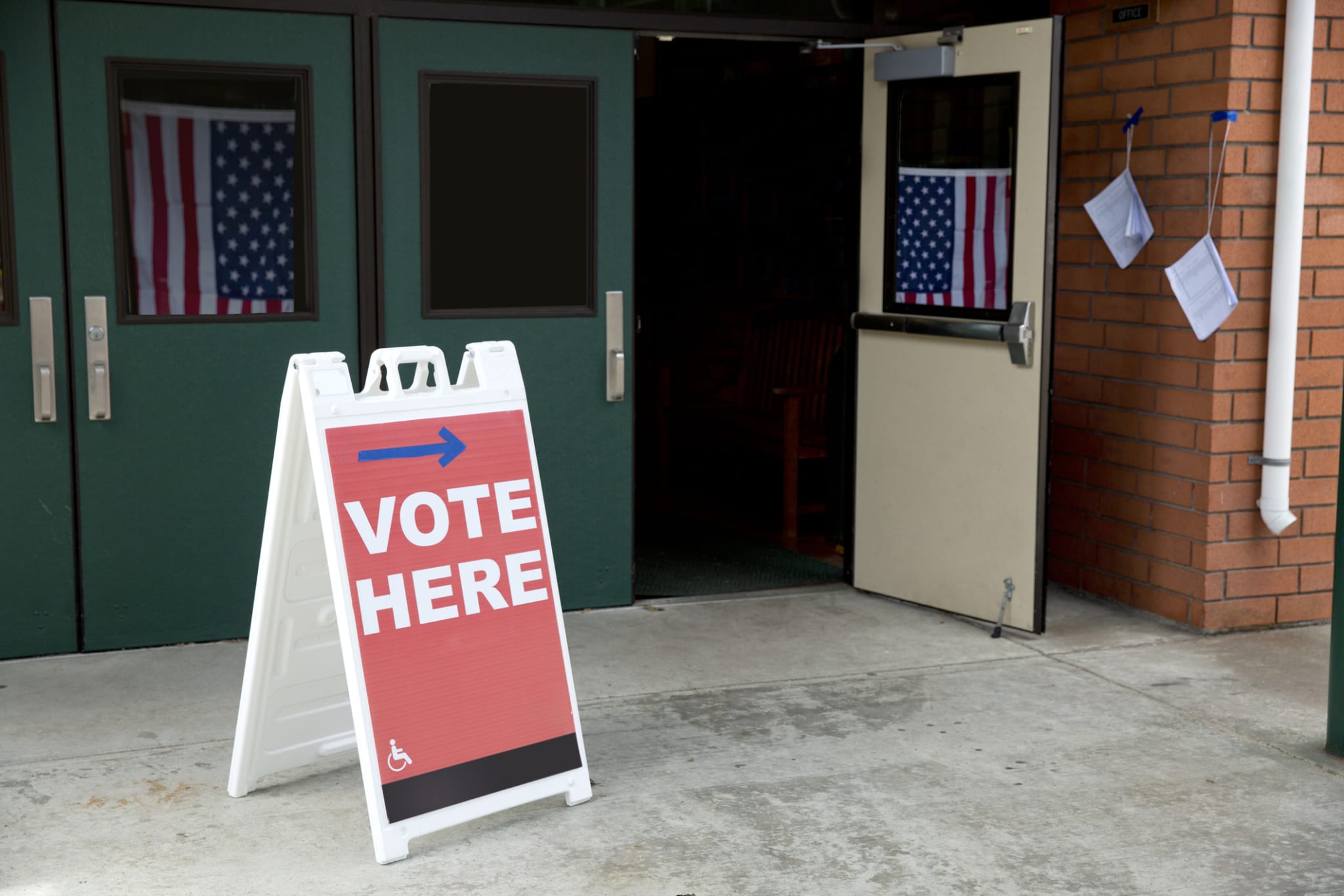 A vote here sign pictured outside a polling place