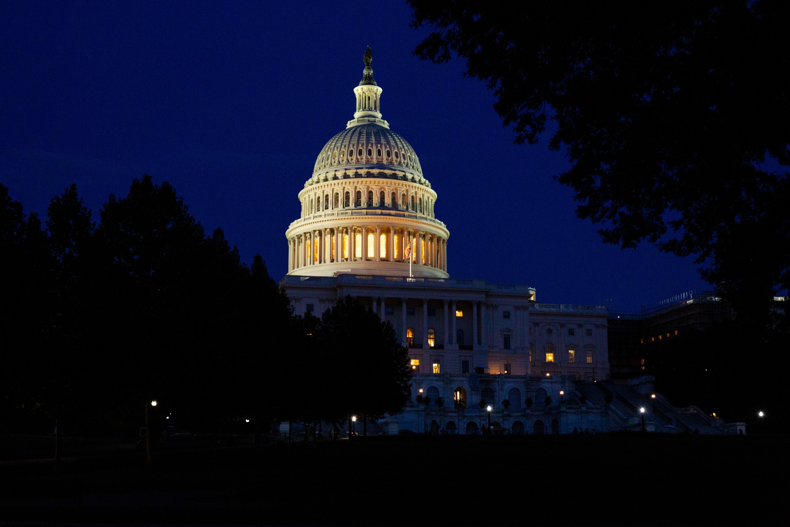 U.S. Capitol building dome at night
