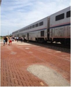 Approach to a double decker train.