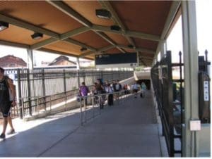 Path to station platform, with a ramp. 