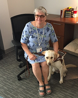 Image of Bonnie Bomer with her service dog Fiesta